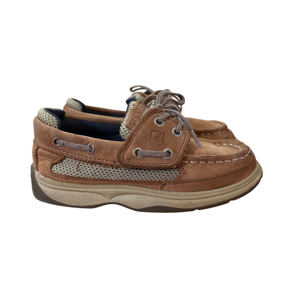 Sperry Top-Sider Boat Shoes Boys Brown Leather Mesh Loafers SIZE 10M